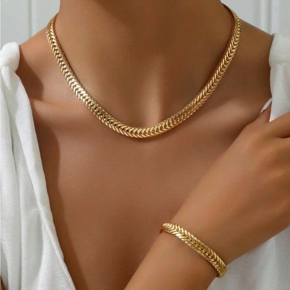 Set Street Style Women's Stainless Steel Necklace And Bracelet Aesthetic